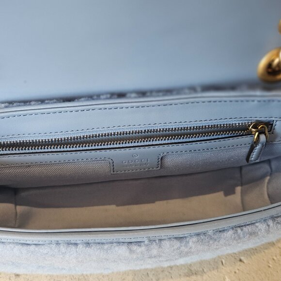 Gucci Blue Shearling Marmont Shoulder Bag - Picture 6 of 15